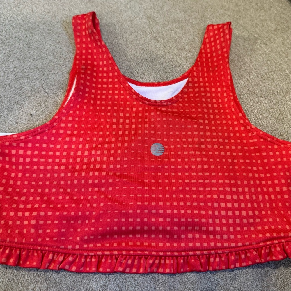 Zella Red Checkered Girls Sports Bra